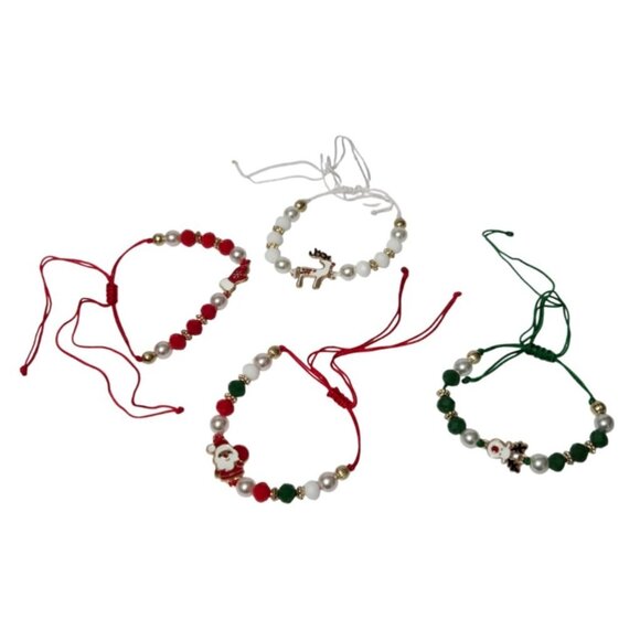 4pcs KC Golden-Plated Elastic Acrylic Bohemian Christmas Beaded Bracelets - NEW - Picture 11 of 13